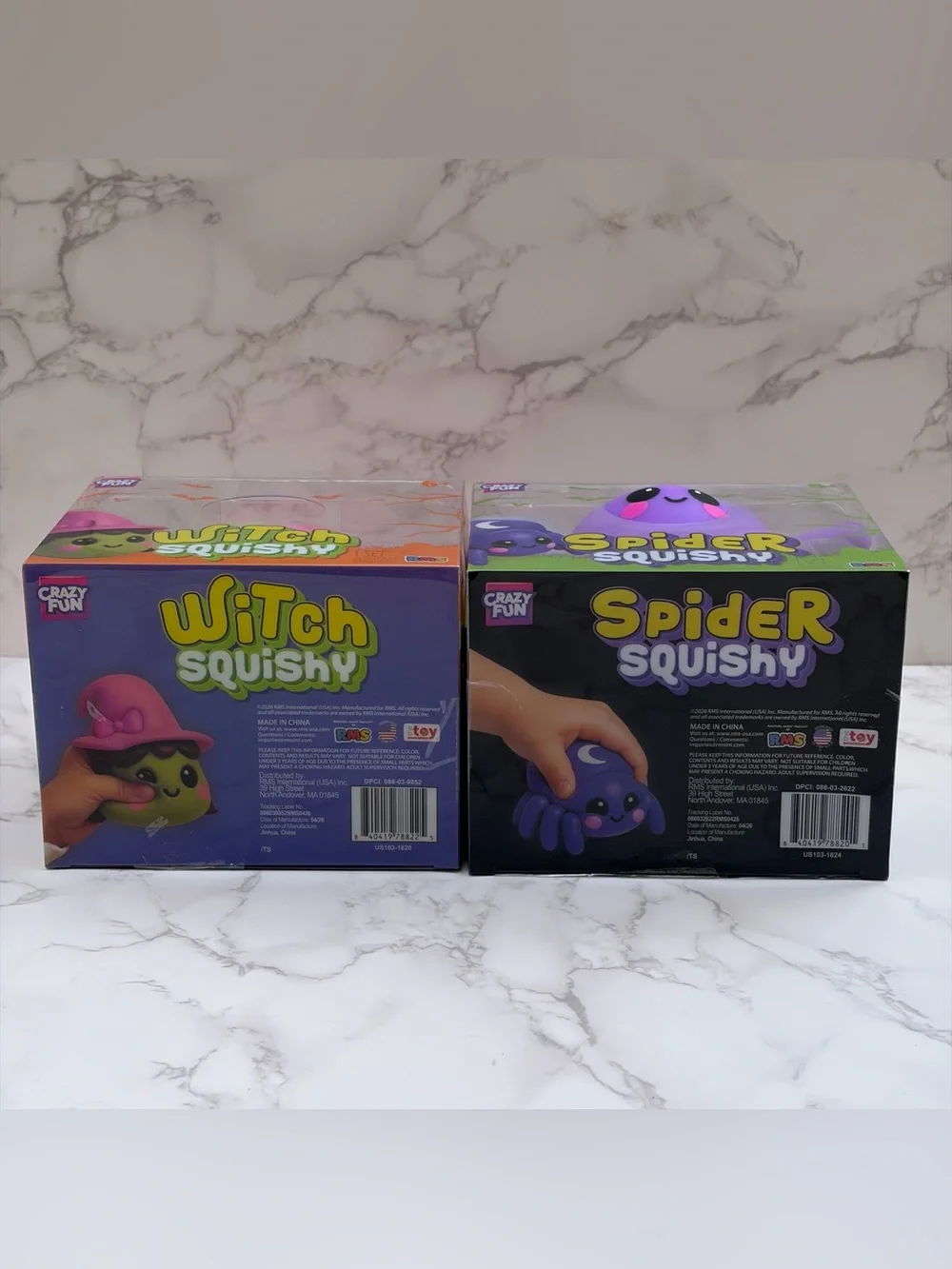 Lot of 2: RMS Crazy Fun Halloween Spider & Witch Squishy Sensory Fidget Toy New